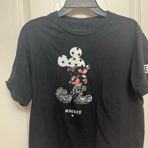 Disney Black Floral Mickey Mouse Kids Tee